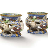 TWO FRENCH POST-PALISSY EARTHENWARE OVAL SALT-CELLARS - photo 1