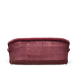 A CRIMSON VELVET UPHOLSTERED THREE-SEATER SOFA - photo 4