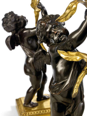 A PAIR OF NAPOLEON III ORMOLU AND PATINATED BRONZE TWO-LIGHT CANDELABRA - фото 3
