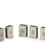 Henin & Co.. A SET OF FIVE FRENCH SILVER MATCH-BOX HOLDERS