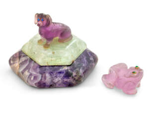 A GROUP OF AMETHYST TABLE OBJECTS