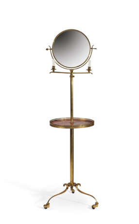 A FRENCH BRASS AND TULIPWOOD TOILET MIRROR - Foto 1