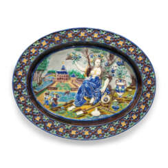 A FRENCH POST-PALISSY EARTHENWARE OVAL DISH