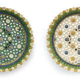 TWO FRENCH POST-PALISSY EARTHENWARE PIERCED FOOTED DISHES - photo 1