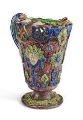 A FRENCH PALISSY-STYLE EARTHENWARE PUZZLE-JUG