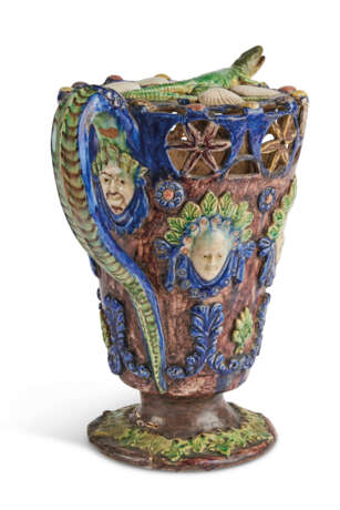 A FRENCH PALISSY-STYLE EARTHENWARE PUZZLE-JUG - photo 2