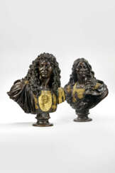 TWO PARCEL-GILT BRONZE BUSTS OF LOUIS XIV AND THE GRAND COND&#201;