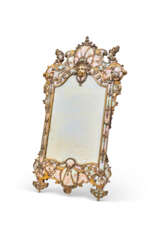 A GEORGE II SILVER, SILVERED-BRONZE AND MOTHER-OF-PEARL TABLE MIRROR