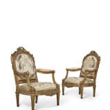 A PAIR OF LATE LOUIS XV GILT WALNUT AND WHITE-PAINTED FAUTEUILS - фото 2