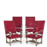 A SET OF FOUR FRENCH SILVER AND BEECHWOOD ARMCHAIRS - фото 1