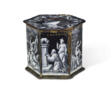 A HEXAGONAL LIMOGES ENAMEL SALT CELLAR DEPICTING THE WEAKNESS OF MAN - Auktionspreise