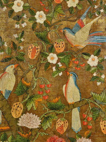 A DUTCH POLYCHROME-PAINTED AND GILT-GROUND EMBOSSED LEATHER SIX-PANEL SCREEN - photo 4
