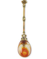 A GERMAN RENAISSANCE STYLE GOLD-MOUNTED AND ENAMELED HARDSTONE SPOON