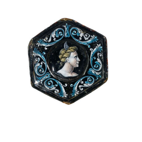 A HEXAGONAL LIMOGES ENAMEL SALT CELLAR DEPICTING THE LABORS OF HERCULES - photo 3