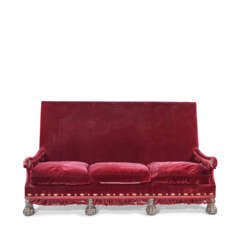A FRENCH SILVER AND BEECHWOOD THREE-SEAT SOFA