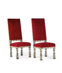 A PAIR OF FRENCH SILVER AND BEECHWOOD SIDE CHAIRS