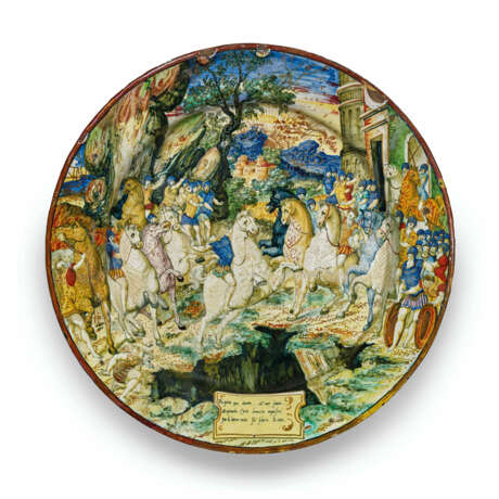 A LARGE DUCHY OF URBINO MAIOLICA DATED LUSTRED ISTORIATO CHARGER - фото 1