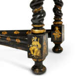 A SOUTH EUROPEAN BLACK AND GILT-JAPANNED, MOTHER-OF-PEARL-INLAID AND EBONIZED CENTER TABLE - photo 6