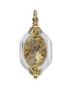 Reinhold Vasters (1827-1909). A ROCK CRYSTAL, GOLD AND ENAMEL SINGLE-HAND VERGE PENDANT WATCH