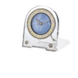 A FRENCH ROCK CRYSTAL, ENAMEL, GOLD AND DIAMOND DESK CLOCK - photo 1