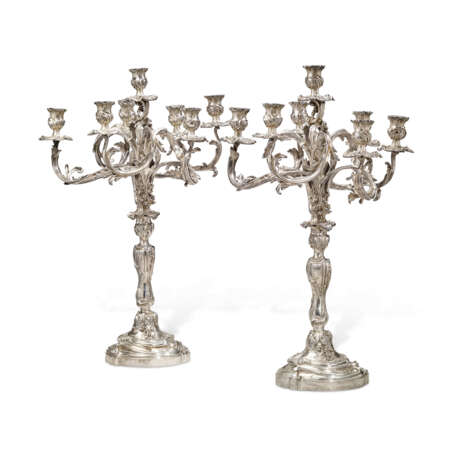 A PAIR OF CONTINENTAL SILVER SEVEN-LIGHT CANDELABRA - photo 1