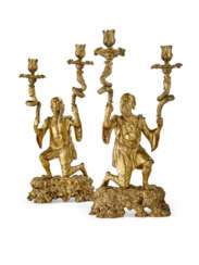 A PAIR OF FRENCH ORMOLU TWO-BRANCH CANDELABRA