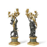 A PAIR OF FRENCH ORMOLU AND PATINATED BRONZE THREE-LIGHT CANDELABRA - photo 4