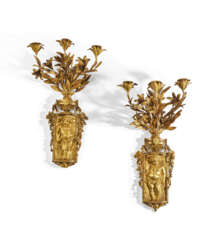 A PAIR OF FRENCH ORMOLU THREE-BRANCH WALL-LIGHTS