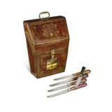 A LOUIS XV LEATHER EMBOSSED KNIFE BOX - фото 1