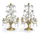 A PAIR OF FRENCH ROCK CRYSTAL, CUT-GLASS, GREEN GLASS AND LACQUERED BRASS SIX-LIGHT CANDELABRA - photo 2