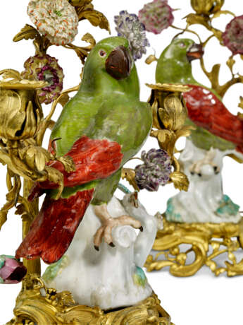 A PAIR OF LOUIS XV ORMOLU-MOUNTED MEISSEN PORCELAIN THREE-LIGHT CANDELABRA - photo 3