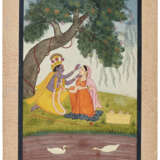 A PAINTING OF KRISHNA ADORNING RADHA WITH A TILAK - photo 2