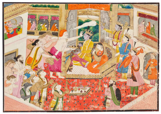 A PAINTING OF RAMA AND SITA ENTHRONED - Foto 1