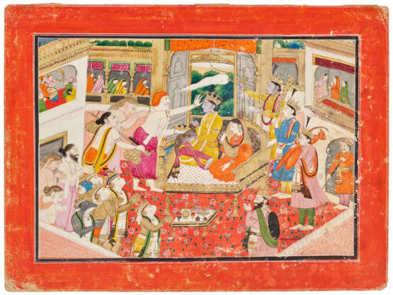 A PAINTING OF RAMA AND SITA ENTHRONED - photo 2