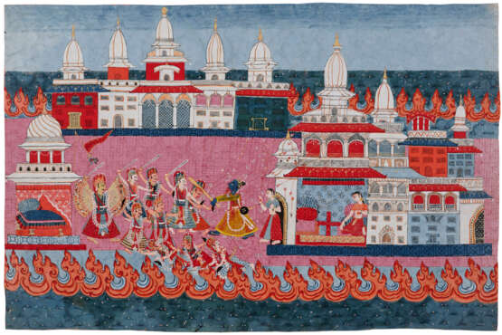 AN ILLUSTRATION FROM A BHAGAVATA PURANA SERIES: KRISHNA BATTLING THE ARMY OF BANASURA - Foto 1
