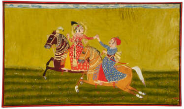 A EQUESTRIAN PORTRAIT OF MAHARANA ARI SINGH II (R. 1761-1773) WITH RUPJI