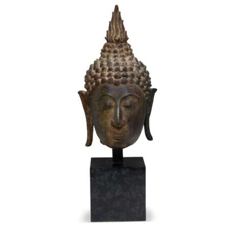 A BRONZE HEAD OF BUDDHA - Foto 5