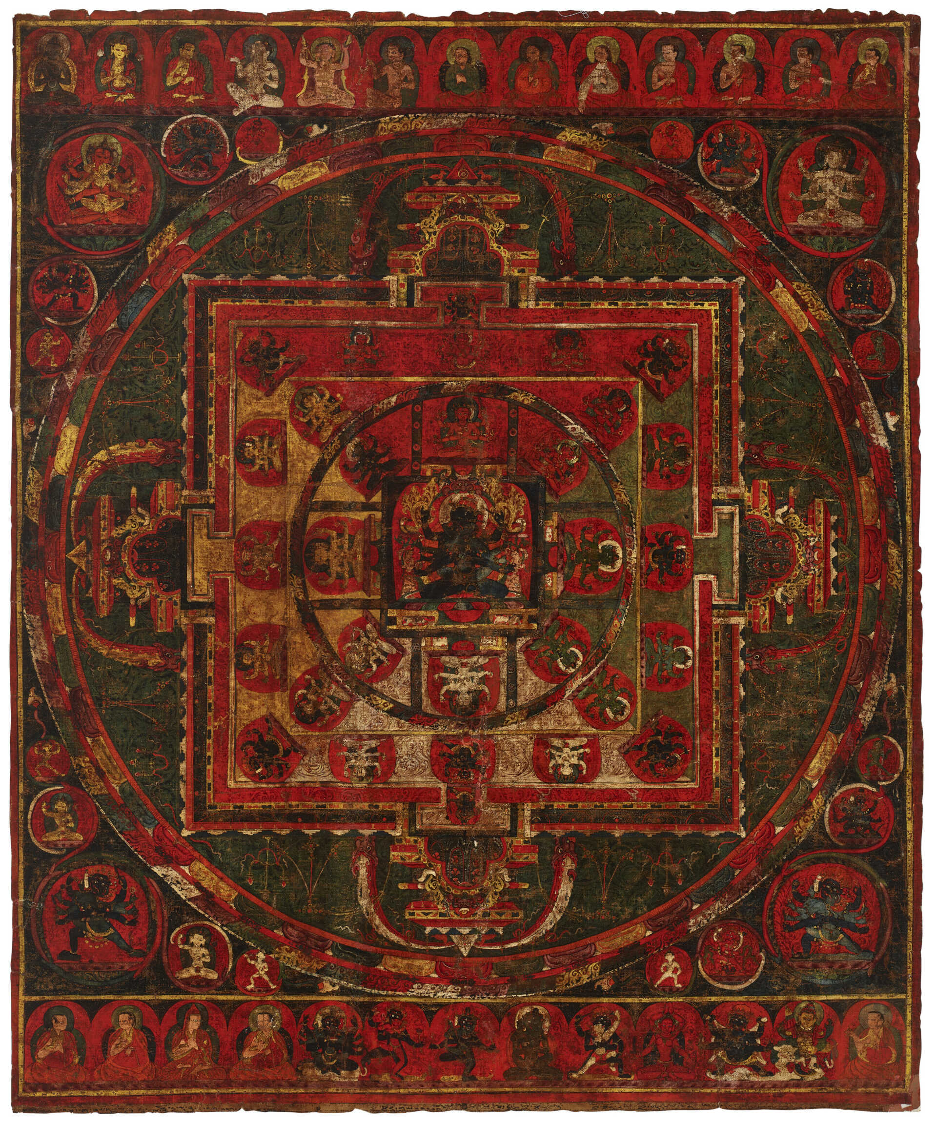 A PAINTING OF A THIRTY-TWO DEITY GUHYASAMAJA MANDALA