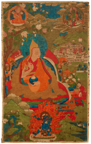 A PAINTING OF THE FIRST DALAI LAMA, GENDUN DRUPA (1391-1474), FROM A DALAI LAMA INCARNATIONS SET - фото 2