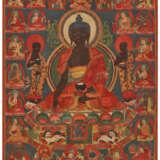 A PAINTING OF BUDDHA SHAKYAMUNI WITH THE SIXTEEN ARHATS - Foto 1