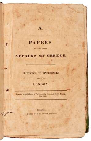 Parliamentary Papers on the Affairs of Greece, London, 1830, 4 parts in 1 vol., contemporary boards - photo 1