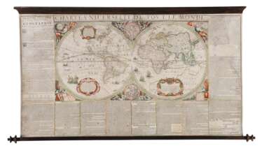 Charte universelle de tout le monde, 1628 (text dated 1639), rare wall map of the world