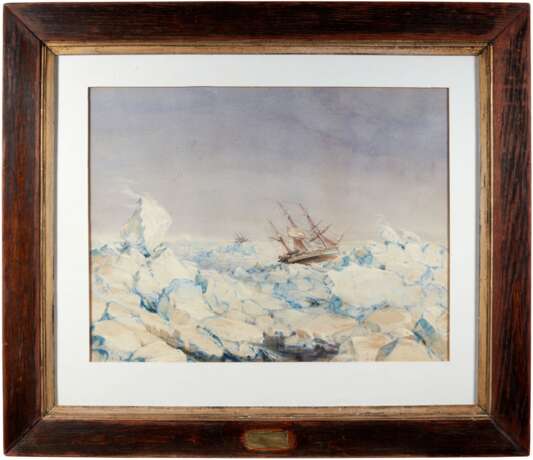 Ross Expedition | "Erebus" and "Terror" in the ice, 1844, signed by Fitch, framed with wood from HMS Terror - photo 2
