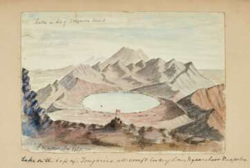 Three sketches of Tongariro, watercolours on paper, 1867-1870