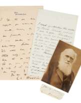 Autograph letter signed from Darwin to Lyell, autograph letter from W.J. Hooker to Darwin, plus ephemera