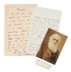 Autograph letter signed from Darwin to Lyell, autograph letter from W.J. Hooker to Darwin, plus ephemera