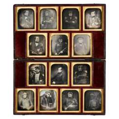 A set of 14 daguerreotypes of the officers of the Franklin expedition, 1845