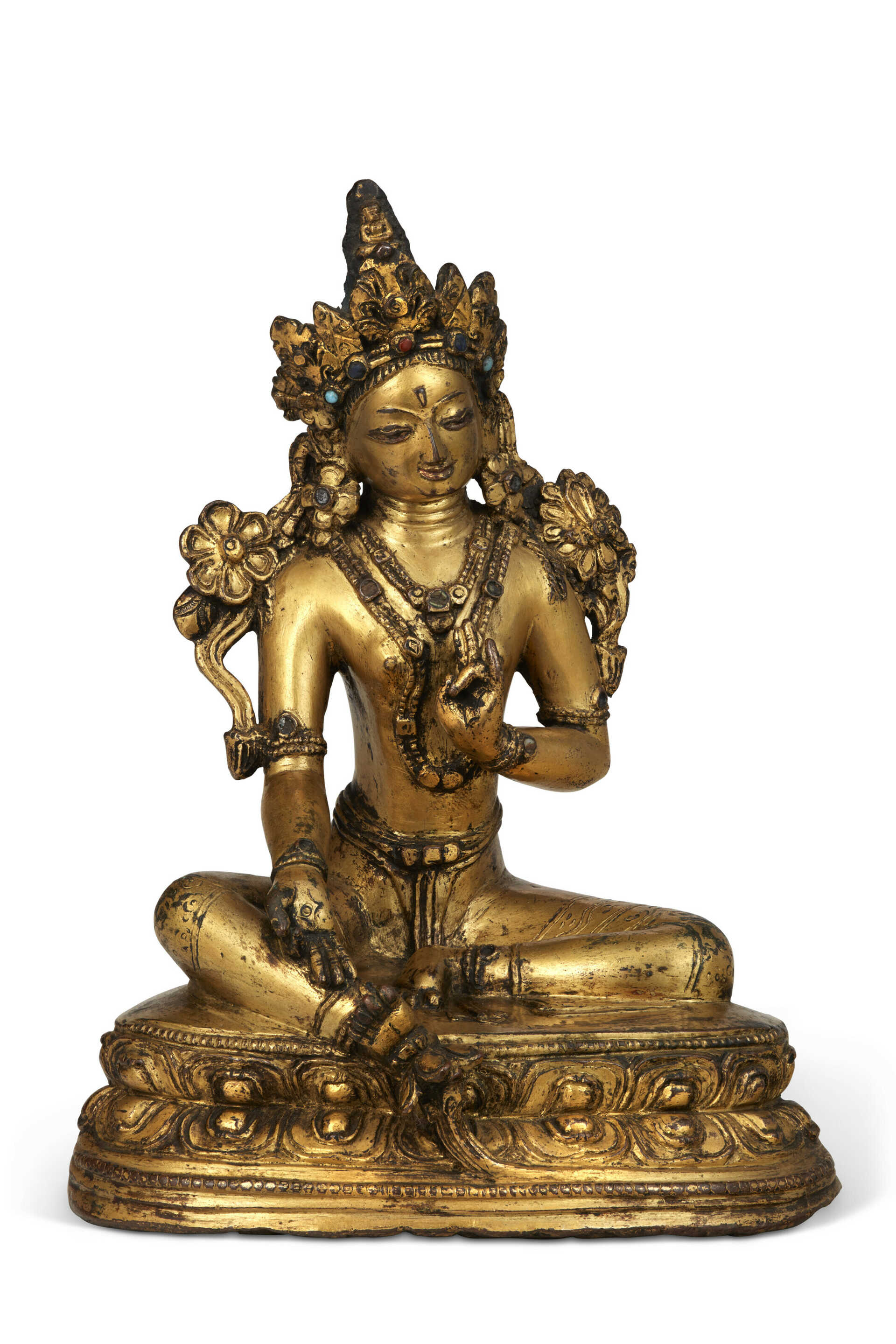 A GILT-BRONZE FIGURE OF TARA