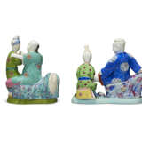 TWO FAMILLE ROSE AMOROUS FIGURAL GROUPS - photo 2
