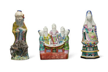 A GROUP OF FAMILLE ROSE FIGURES OF IMMORTALS